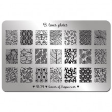 Nail stamping plate B.04 - leaves of happiness