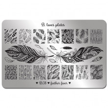 Nail stamping plate B.08 - feather fever