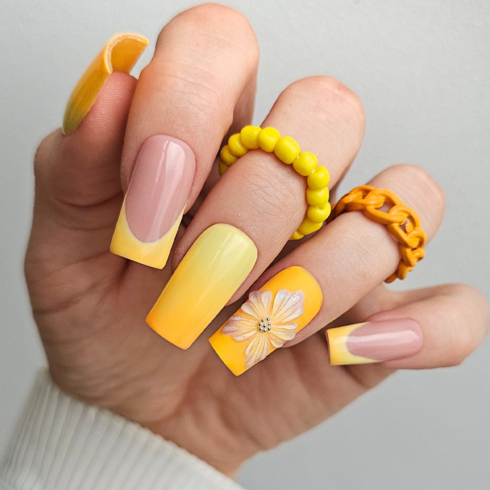 Obsesja Pomarańczy & Mani Sjesta – słoneczny manicure z kwiatowym akcentem